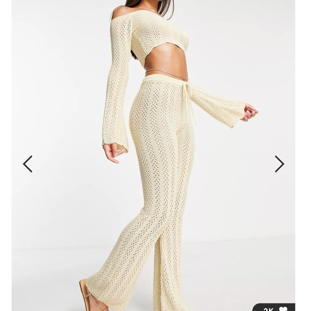 Crochet beach pants and shirt set
